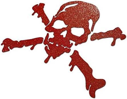 Amazon 転写 ドクロ ステッカー スカルc3 ブラッディ ダークレッドラメ 小 7 2cm 6cm 2枚組み ステッカー デカール 車 バイク