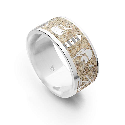 DUR Anillo para mujer de plata de ley de Frisia Oriental en color plata y arena, talla 58, R4984.54, 54, Plata, Sin piedras preciosas