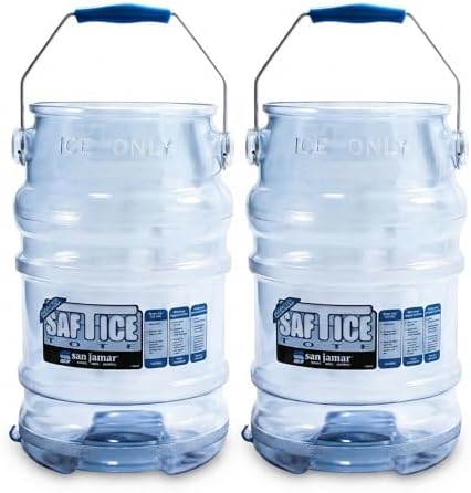 San Jamar Saf-T-Ice プラスチックアイストート アイスバケット 乾燥と収納フック付き レストラン バー ケータリングイベント ビュッフェ用 6ガロン ブルー
