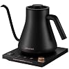 Electric Kettle Gooseneck Electric Kettle 1 Temperature Control Stainless Steel Inner Quick Heating for Pour Over Coffee Brew Tea Boil Hot Water 09L Black