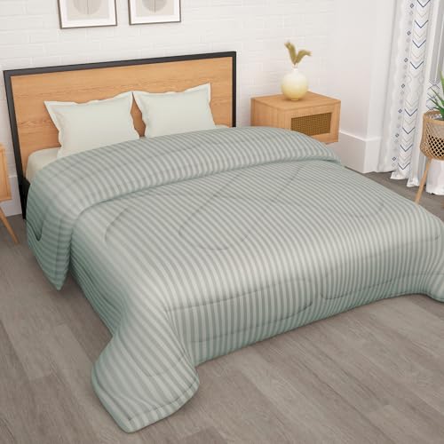 Image of Double Bed Comforter 180 GSM (220x250 CM) | Reversible Comforter Set Double Bed | AC Comforter Double Bed Cotton | All Season Comforter Double Bed Set | Quilt Blanket - White & Sky Blue