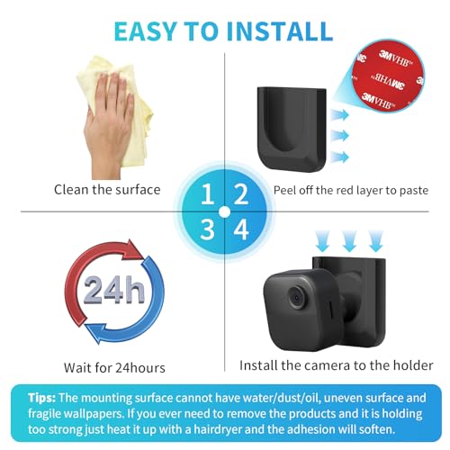 Blink Camera Adhesive Wall Mount Bracket for Blink Outdoor 4/Outdoor 2K+, Strong Adhesive Durable Camera Mount Stand for Blink Camera, No Drill, No Screws by Kidjoyo - Image 4