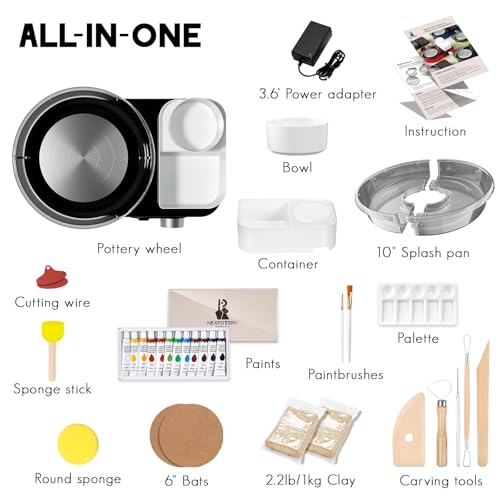 Pottery Wheel for Adults - Complete Pottery Tools Kit for Beginners, 6" Turntable Two-Way Rotation Adjustable Speed, 2.2 lbs. Air Dry Clay, Mini Clay Making Pottery Wheel with Storage Design (Black) by Insnug - Image 2