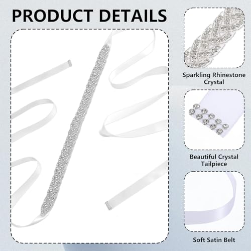 Bridal Belts for Wedding Dress,Wedding Belt for Bride Dress with Rhinestone,Bridal Belts for Weddings Dresses,Bride, Women, Dresses, Denim Skirt, Accessories Decoration3