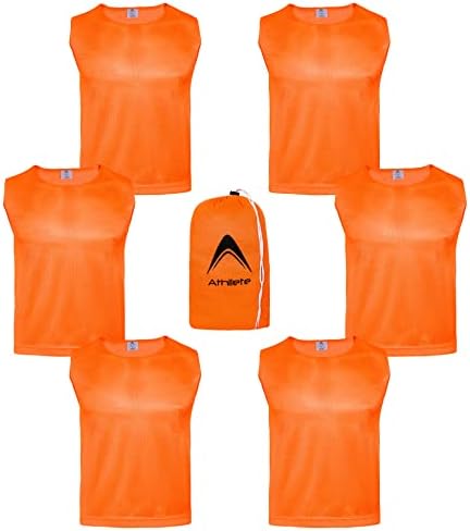 Athllete DURAMESH Set of 6 - Scrimmage Vest/Pinnies/Team Practice Jerseys with Free Carry Bags.