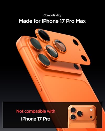 Image of Spigen Glas.tR EZ Fit Optik Pro XL Tempered Glass Camera Lens Protector for iPhone 17 Pro Max - Cosmic Orange [1 Pack]