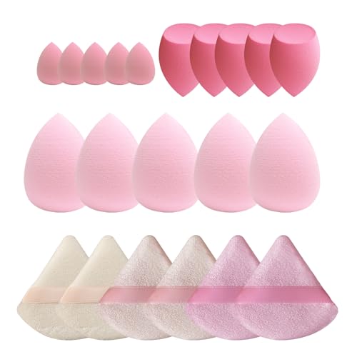 GFOUNS 21 pcs Makeup Sponge Bulk:Makeup Sponges 21 Pcs for Liquid, Cream, and Powder, Multi-colored Pink make up sponges for foundation