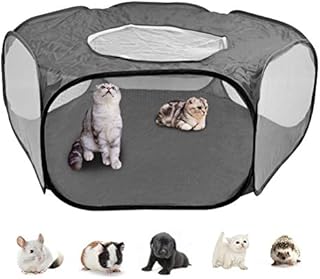 DODUOS Small Animal Cage Tent Pop up Pet Playpen, Foldable Pet Cage Tent Outdoor Indoor Exercise Fence with Top Cover, Mesh Hamster Playpen Yard Fence Play Pen Breathable for Rabbit Ferret Guinea Pig
