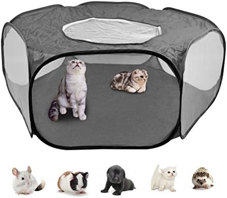 DODUOS Cage pour Petits Animaux Pliable Parc de Animaux avec Maille Respirante Clôture pour Animaux de Compagnie Portable pou