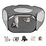 DODUOS Small Animal Cage Tent Pop up Pet Playpen, Foldable Pet Cage Tent Outdoor Indoor Exercise Fence with Top Cover, Mesh Hamster Playpen Yard Fence Play Pen Breathable for Rabbit Ferret Guinea Pig