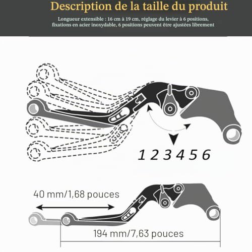 HZlailai Pour Z750 Z 750 2007-2012 2008 2009 2010 2011 Accessoires pour moto Levers d'embrayage de frein CNC pliables extensibles réglables Noir – vue 2