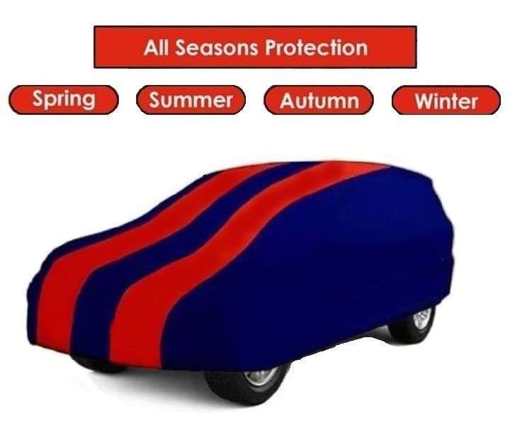 Image of Waterproof car Cover CompatibleMahindra Bolero Camper Di Long 4WD BS3 Refreshin Red and Blue Color