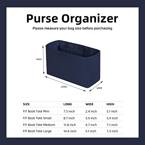 Dgaz Silk Purse Organizer Insert Fits Dior Book Tote Mini/S/M/L，Silky Smooth Bag Organizer，Luxury Handbag & Tote Shaper（Treasure Blue，Bt-L） #TOP5