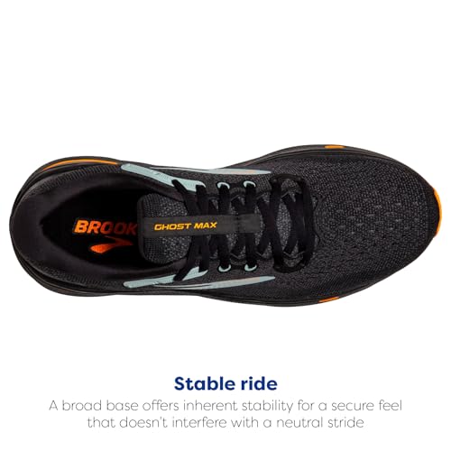 Brooks Men’s Ghost Max Cushion Neutral Running & Walking Shoe - Black/Orange/Cloud Blue - 9 Medium