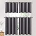 NICETOWN Blackout Kitchen Window Curtains - Thermal Insulated Blackout Grommet-Top Drapes for Cafe Store/Basement/Bathroom (Grey, 2 Panels, 52W by 36L 1.2 inches Header)