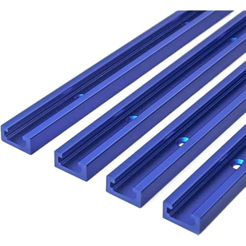 4 Pack 24" T-Track Accessories for Wood Working with Screws, Aluminum Alloy Woodworking Tools Double Cut Profile Universal T-Tracks with Predrilled Mounting Holes,Anodized Blue