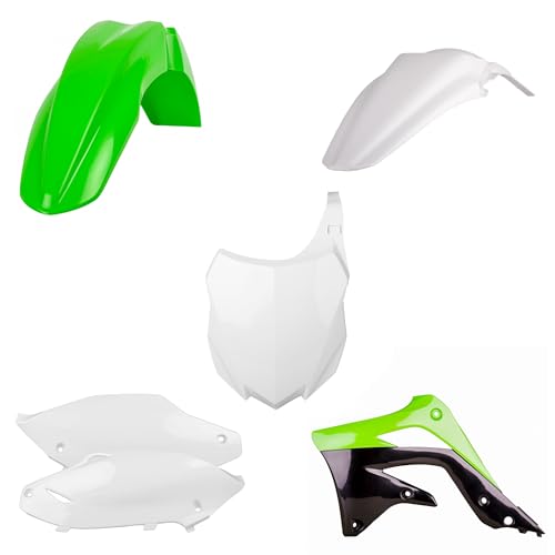 Polisport Motocross (MX) Replica Plastic Kit for Kawasaki KX 450F (2013-15) – OEM Quality, Durable, Flexible & Perfect Fit – Green/White/Black