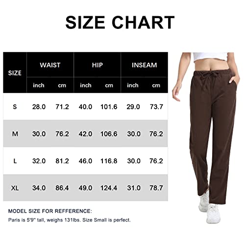 Cozziplus Women's Corduroy Pants Elastic Waist Drawstring Sweatpants Straight Leg Pull On Vintage Pants With Pockets (Chocolate,Medium) #TOP6