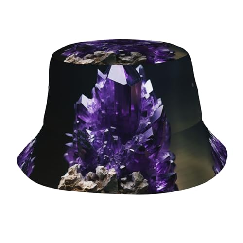 Fashion Bucket Hat for Women Men Packable Cute Sun Hats Purple Amethyst Fisherman Cap Outdoor Travel Beach Caps