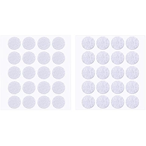 200 Pieces 2 cm Diameter Self-Adhesive Hook and Loop Round Sticky Dots (White) Cover