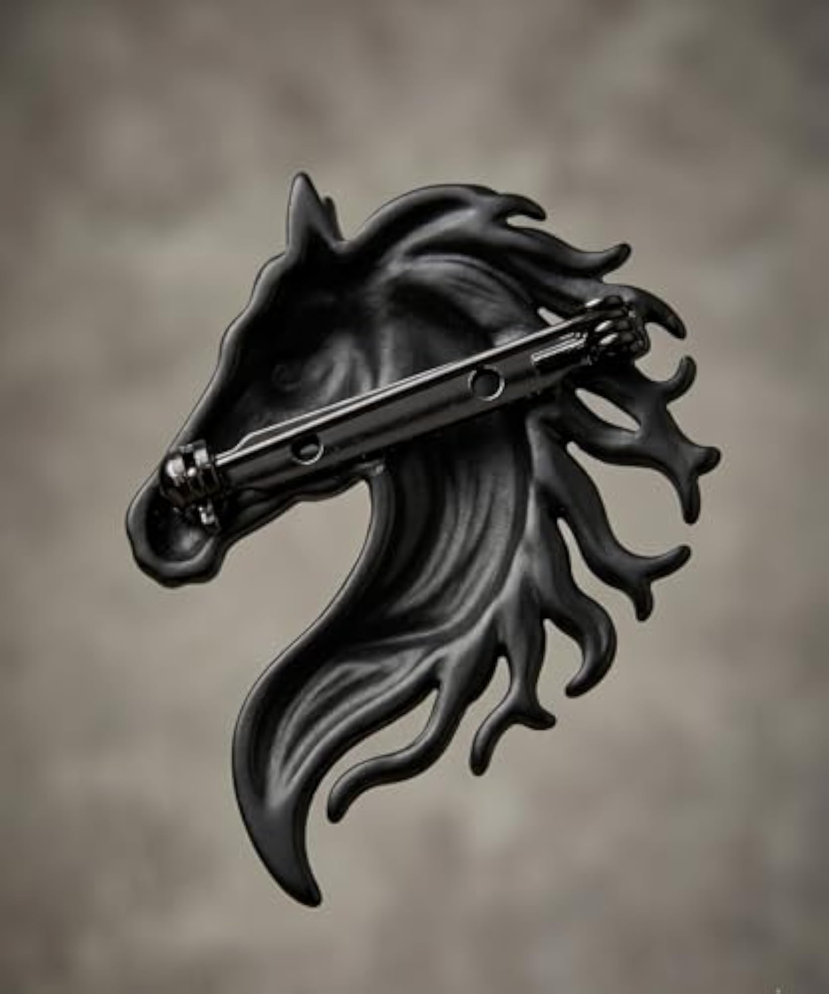 Horse Face-Shaped Shiny Metal Studded Brooch for Men