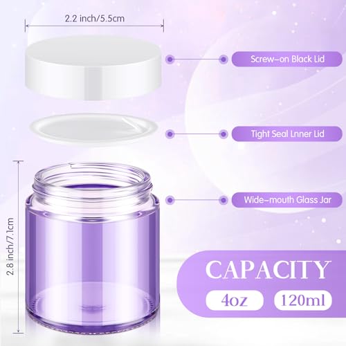 Image of Norme 12 Pcs 4 oz Glass Jars with Lids Cosmetic Jars, Light Purple