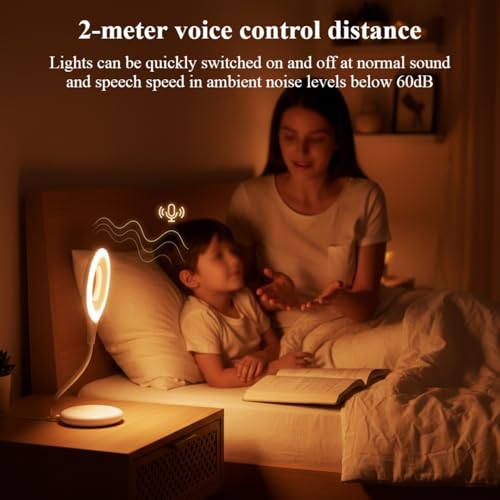 WZZHHJ USB Voice-Control Night Light — Plug-in LED Gooseneck Bedside Lamp, 3 Color Modes & 3 Brightness Levels, Voice Activated & Touch Control, Flexible USB Gooseneck for Reading, Nursery & Travel by WZZHHJ - Used condition - Image 2
