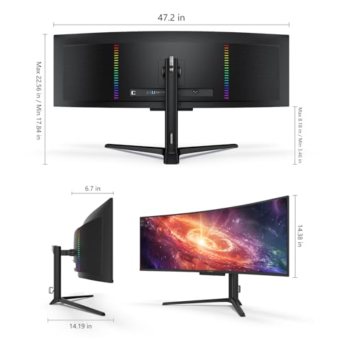 Image of INNOCN 49 inch 49Q1S OLED Curved Gaming Monitor 5120 x 1440p 240Hz, 0.03ms, USB Type C 90W, HDMI 2.1, DisplayPort, USB Hub, Surrounding Speakers, Adaptive-Sync, Height Adjustable Stand, Black
