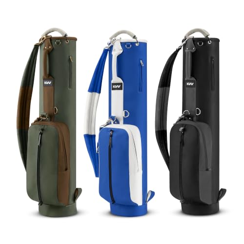 KVV Vintage PU Leather Golf Sunday Bag, Portable Golf Club Carry Bag with 2-Way Divider (Black & Gray) by KVV - Used condition - Image 7