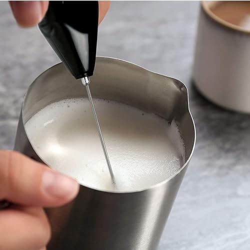 RJP Electric Handheld Milk Frother & Whisk - Mini Drink Mixer, Ideal Matcha Whisk, Coffee Frother for Latte, Cappuccino, Hot Chocolate Machine, Iced Coffee Maker & Milkshake Maker Coffee (Black)
