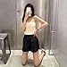 Girls Camisole Padded Spaghetti Strap Teens Slim Fitted Casual Cami Crop Top Bralette Bra Backless Camisole Top Beige Apricot