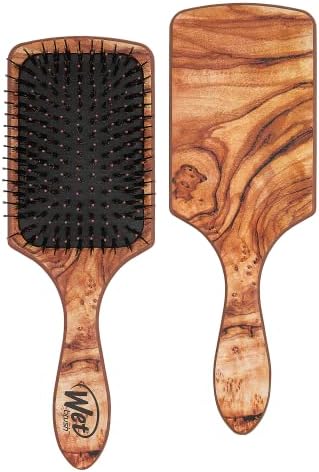 Wet Brush Paddle Hair Brush, Traditional Wood- Ultra-Soft IntelliFlex Detangling Bristles with AquaVent Design For Spreading Hair Treatments Evenly - Pain-Free Hair Brush For Women & Men