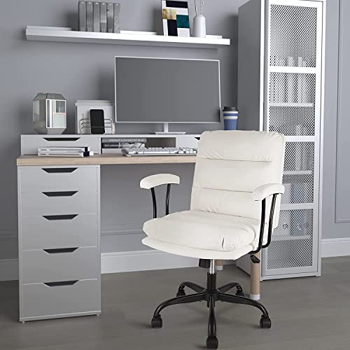 Ergonomic Office Chair, Home Office Desk Chairs With Wheels And Arms, Faux Leather Computer Swivel Chair For Bedroom Office Gaming (Lola Bkj) #TOP5