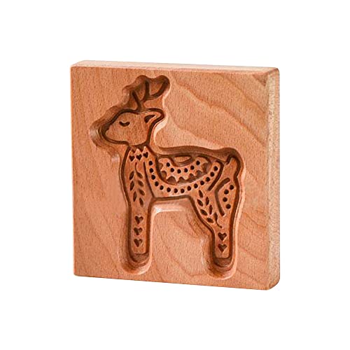 Molde de madera 3D para hornear, moldes de prensa para galletas y galletas, sello de galletas, decoración de manualidades, herramienta de horneado para fiestas, bodas, Navidad (ciervos)