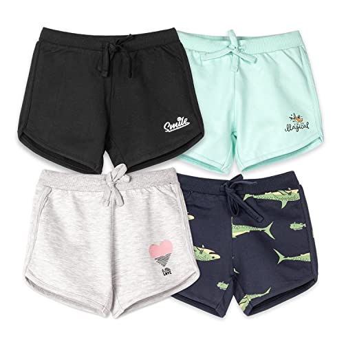 Image of Real Basics Premium Cotton Shorts for Girls - Regular Fit Printed Girl Shorts (Pack of 4)