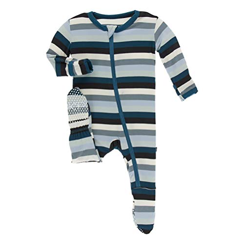 Image of KicKee Pants Print Footie with Zipper, Fitting Long Sleeve Pajama Baby Bodysuit, Ultra Soft Everyday One Piece Loungewear