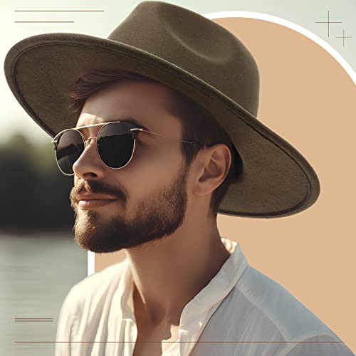 Mepase 4 Pcs Women Classic Wide Brim Fedora Hat Wide Brim Felt Hat Trendy Fedora Hats Adjustable Felt Fedora Hats Men's Fedora Hat For Wedding Prom Party Club Camping 4 Colors #TOP5