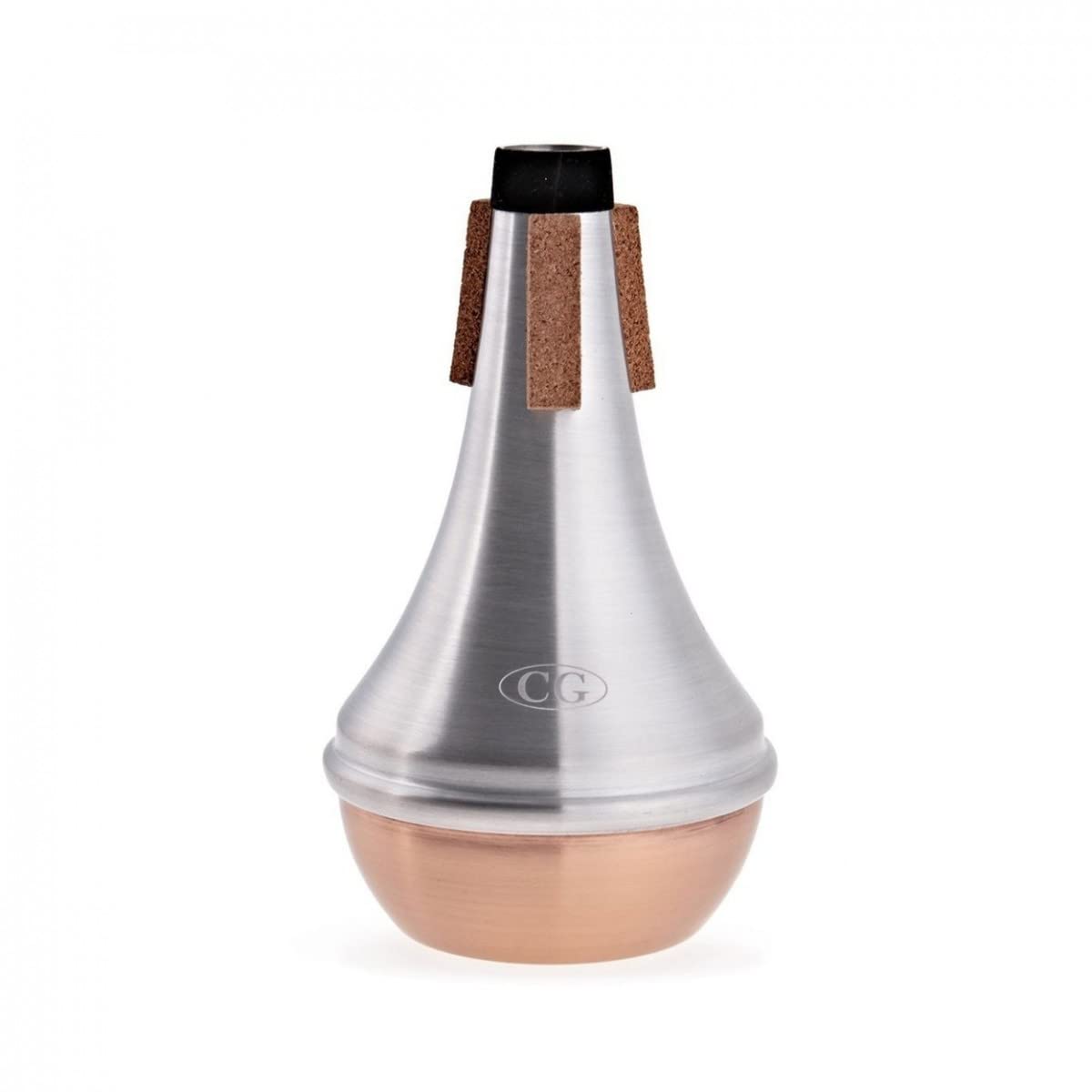 Sordina dritta di Coppergate per tromba con fondo in rame | Tenuta sicura al sughero per trombe e cornette, fascia in feltro protegge la campana, alluminio tornito lavorato