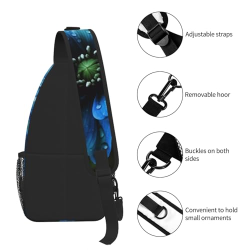 Bolso Sling para Mujer y Hombre con Diseño Floral Negro miniatura 7