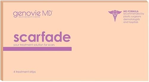 Genovie MD - Scarfade (4 tiraspaquete), hojas de silicona para cicatrices, cinta de cicatriz para cicatrices quirúrgicas y hojas de silicona para