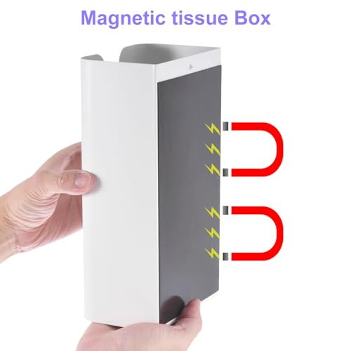 Uxcell Modern White Rectangular Carbon Steel Tissue Box Holder With Magnetic Bottom - Image 3