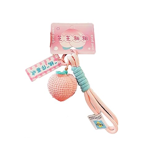 IEEDFJKK Women Portable Adorable Cartoon Keychain Girl Handbag Portable Keyring Hanging Decoration Key Holder Birthday Gift, Peach