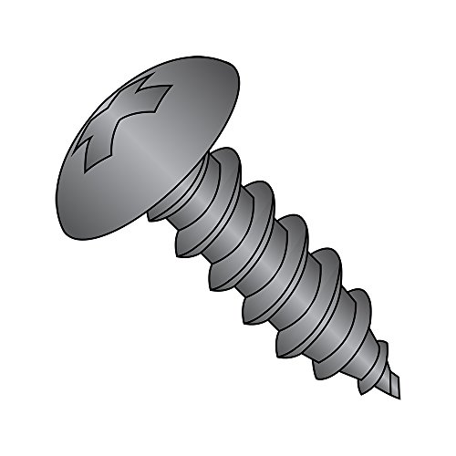 Small Parts 0608APTB Steel Sheet Metal Screw, Black Oxide Finish, Truss Head, Phillips Drive, Type A, #6-18 Thread Size, 1/2