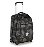 Invicta Trolley New Benin Fantasy, 36 L, Doppio Uso, Doppio Scomparto, Tasca Porta Borraccia, Scuola e Tempo Libero, Brushed Black, Bambini e Ragazzi, nero/grigio