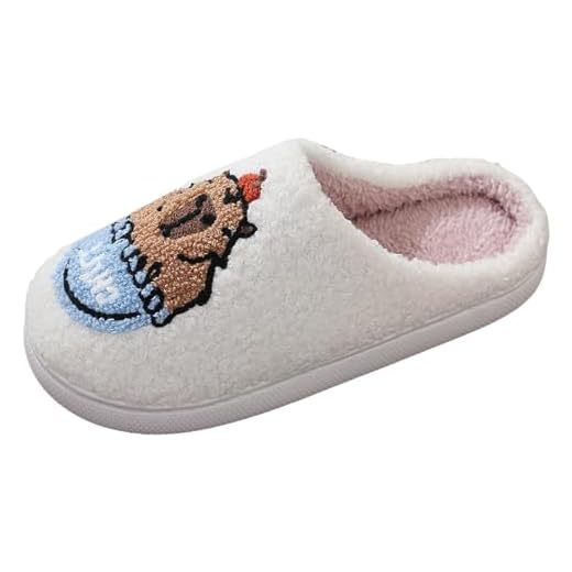 Generisch Cómodas zapatillas capibala para invierno, pantuflas de algodón capibara, pantuflas de algodón capibara para hombres y mujeres, beige, 44 EU