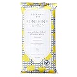 Beekman 1802 Face & Body Wipes, Sunshine Lemon Scented, 30 Count - Cleanses Dirt & Makeup, With Goat Milk, Aloe & Vitamin E - Alcohol Free, Biodegradable, Good for Sensitive Skin