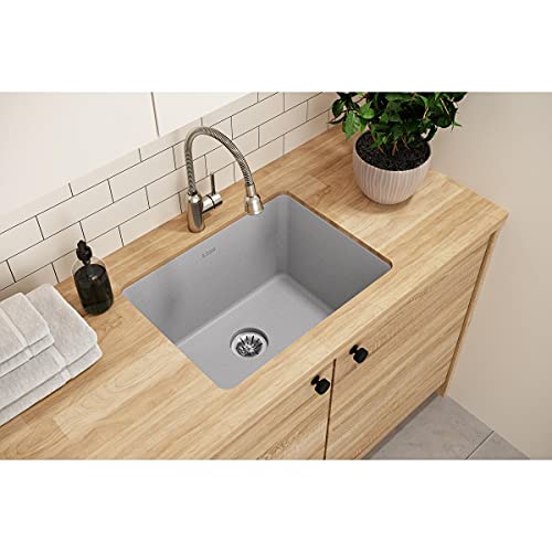 Elkay Quartz Classic Elgu251912Pdgs0 Greystone Single Bowl Undermount Laundry Sink With Perfect Drain #TOP1
