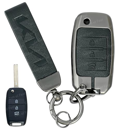Image of Car Key Cover Compatible with Kia Carens | Sonet | Seltos 3-Button Smart Flip Key