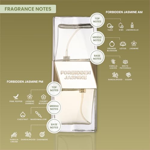 Image of Forbidden Jasmine Long-Lasting, Extrait De Parfum I Dual-Chamber with 2 scents I Premium Fragrance with Floral White Jasmine Notes I Unisex EDP from France I Gift for Man & Woman, 50ml