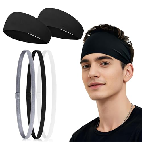 5 Pièces Bandeau Cheveux Homme Sport Élastique Bandeau...
